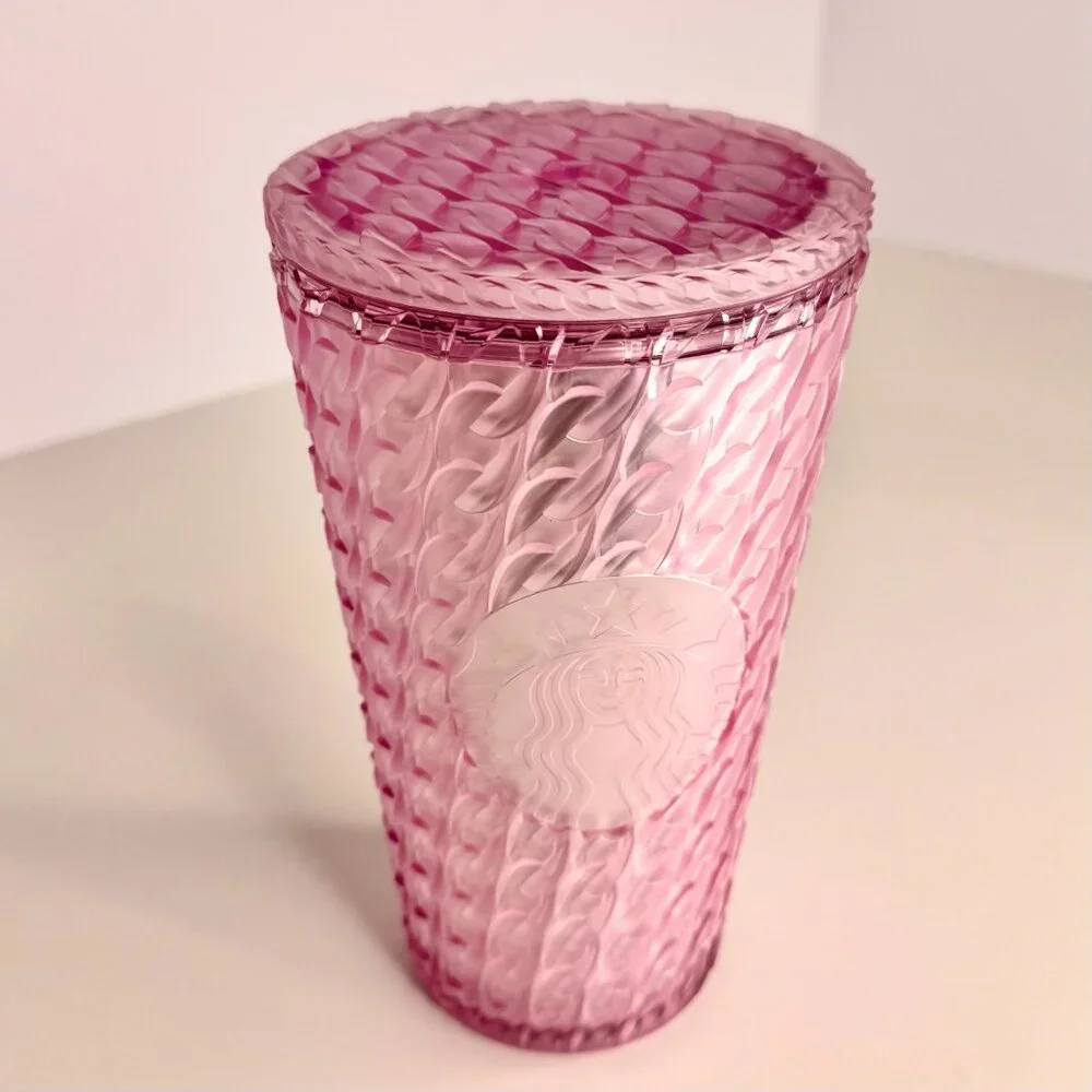 Starbucks‎ 2024 Matte Light Pink Chain Link Soft Touch Grande Tumbler Cup 16 oz